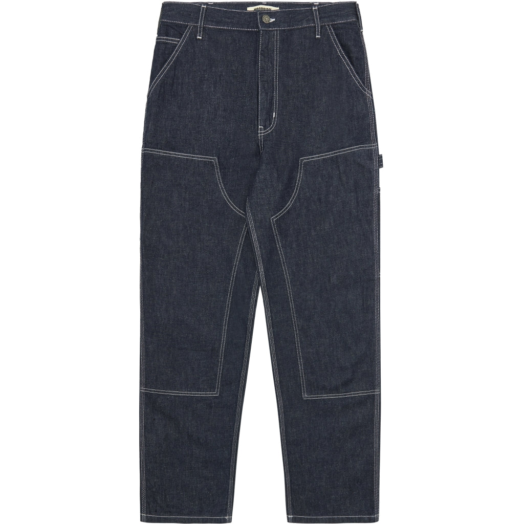 WOODBIRD Navy WBDizzon Contrast Denim Trousers – vooraanzicht