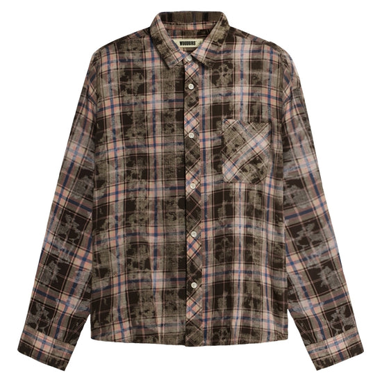 Woodbird WBJong Check Loose Fit Shirt Brown – productbeeld 1