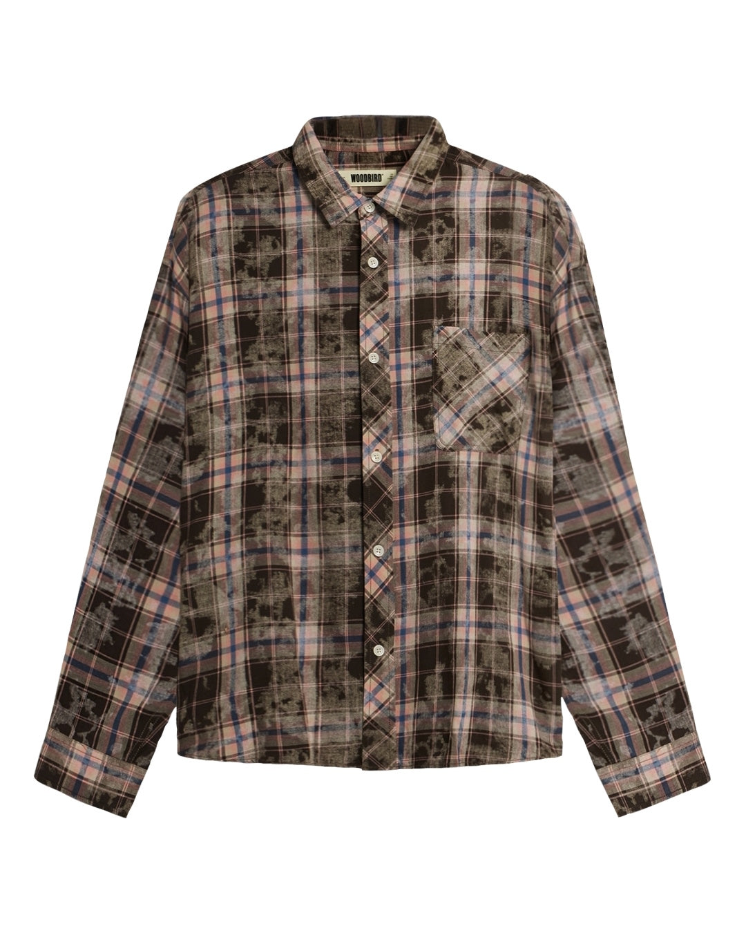 Woodbird WBJong Check Loose Fit Shirt Brown – productbeeld 1