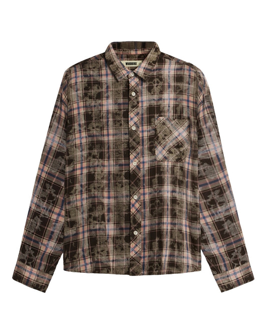 Woodbird WBJong Check Loose Fit Shirt Brown – productbeeld 1