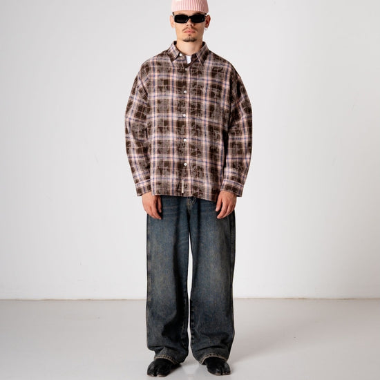 Woodbird WBJong Check Loose Fit Shirt Brown – productbeeld 2