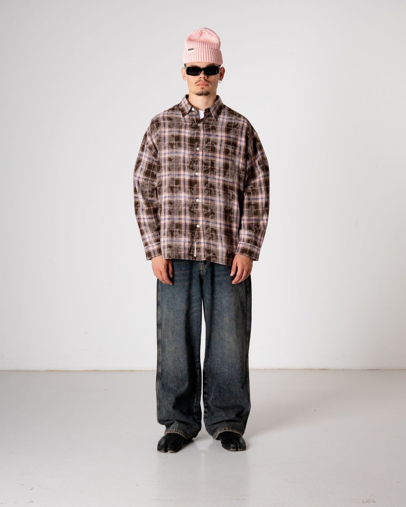 Woodbird WBJong Check Loose Fit Shirt Brown – productbeeld 2