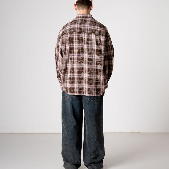 Woodbird WBJong Check Loose Fit Shirt Brown – productbeeld 3