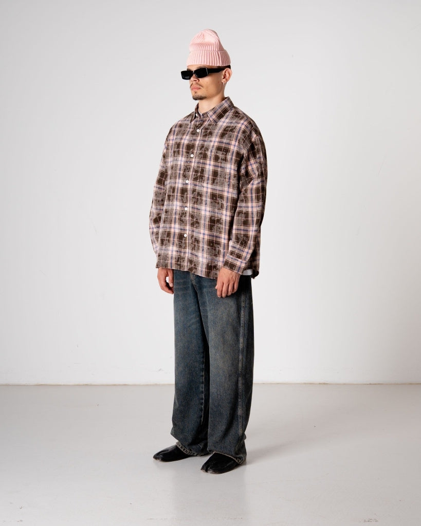 Woodbird WBJong Check Loose Fit Shirt Brown – productbeeld 4