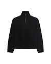 Woodbird Black WBLee Wool Blend Ribbed Knit Half Zip Pullover – vooraanzicht