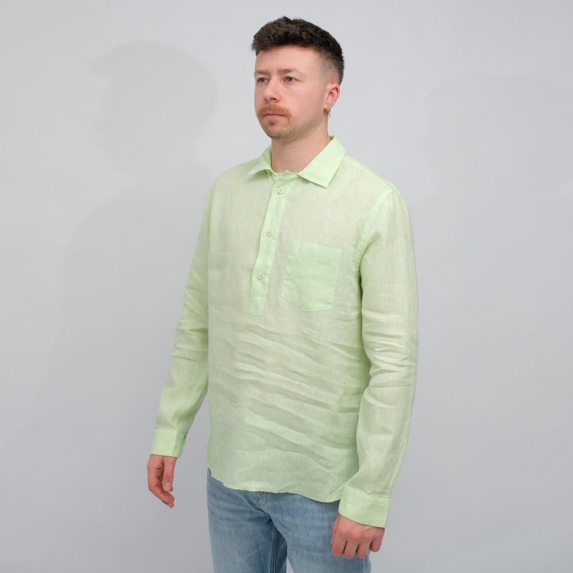 Xacus 417ML Linen Polo Shirt Green – productbeeld 2