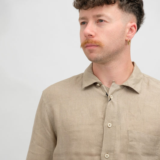 Xacus 417ML Linen Polo Shirt Beige Brown - productfoto 2