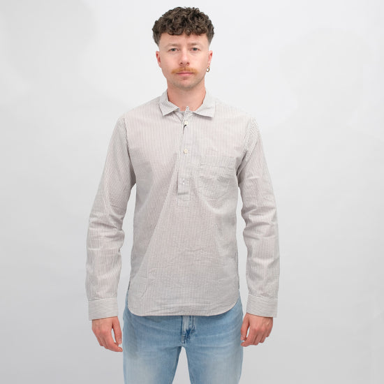 Xacus 417ML Seersucker Polo Shirt Brown Stripe – productbeeld 1