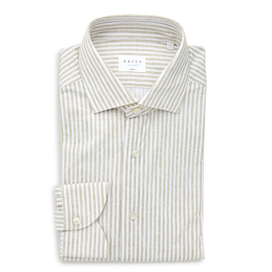 Xacus 558ML Active Striped Shirt Beige – vooraanzicht