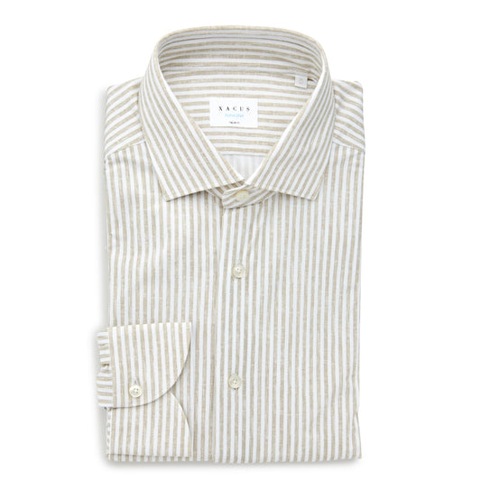 Xacus 558ML Active Striped Shirt Beige – vooraanzicht