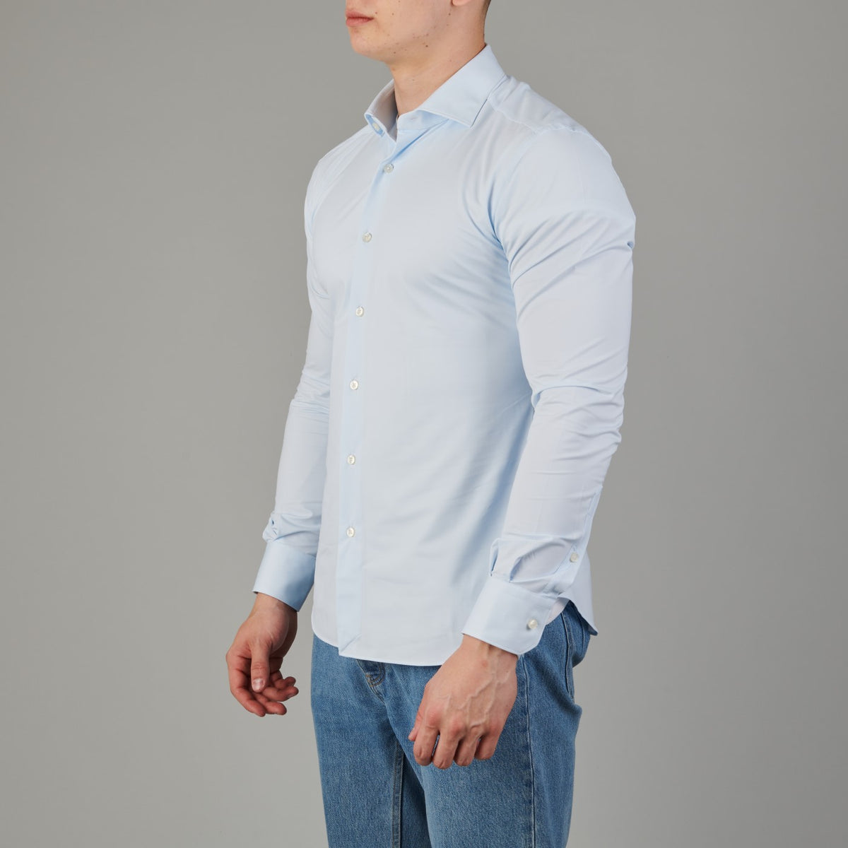 Xacus Active slim fit shirt Aqua Blue - productfoto 2
