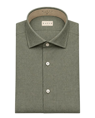 Xacus 748ML Tailor Fit katoenen flannel hemd Dark Green