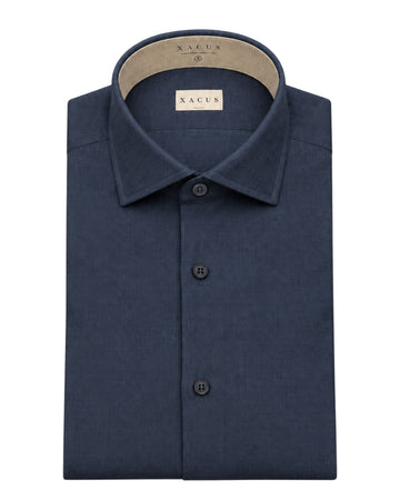 Xacus 748ML Tailor Fit katoen-lyocell hemd Dark Blue