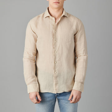 Xacus 748ML Tinto Capo Shirt Oatmeal Beige – gedragen vooraanzicht