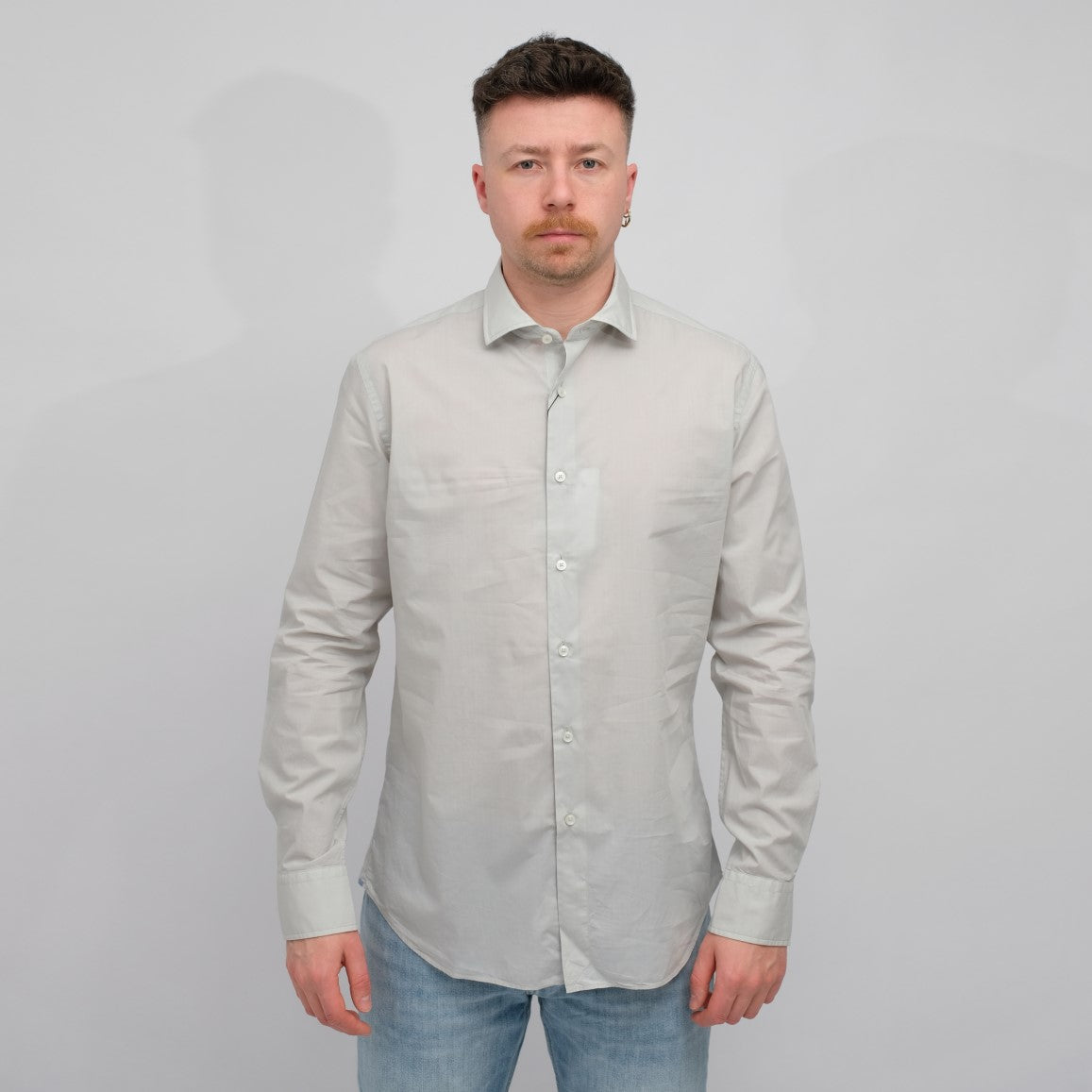 Xacus 748ML Poplin Regular Fit Shirt Mastic – productbeeld 1