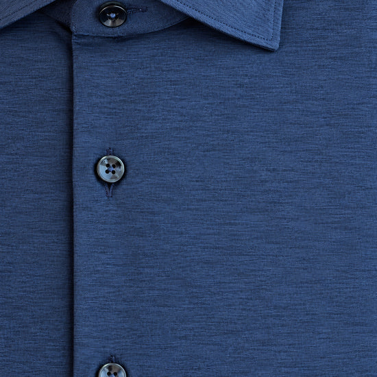 Xacus Active Shirt ACT558ML/31615 007 – detail van donkerblauwe mêlering en knopen