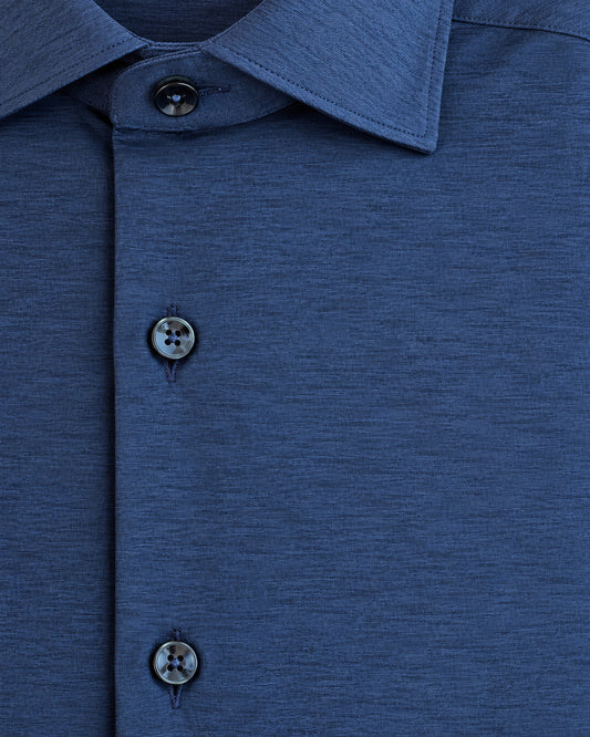 Xacus Active Shirt ACT558ML/31615 007 – detail van donkerblauwe mêlering en knopen
