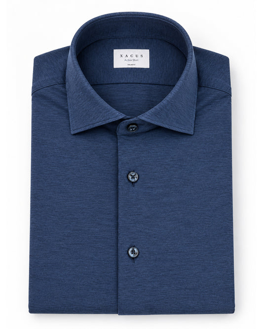 Xacus Active Shirt Tailor Fit donkerblauw ACT558ML/31615 007 – vooraanzicht