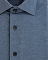 Xacus Active Shirt grijsblauw – detail van het fijne geprinte Oxford-puntjesmotief