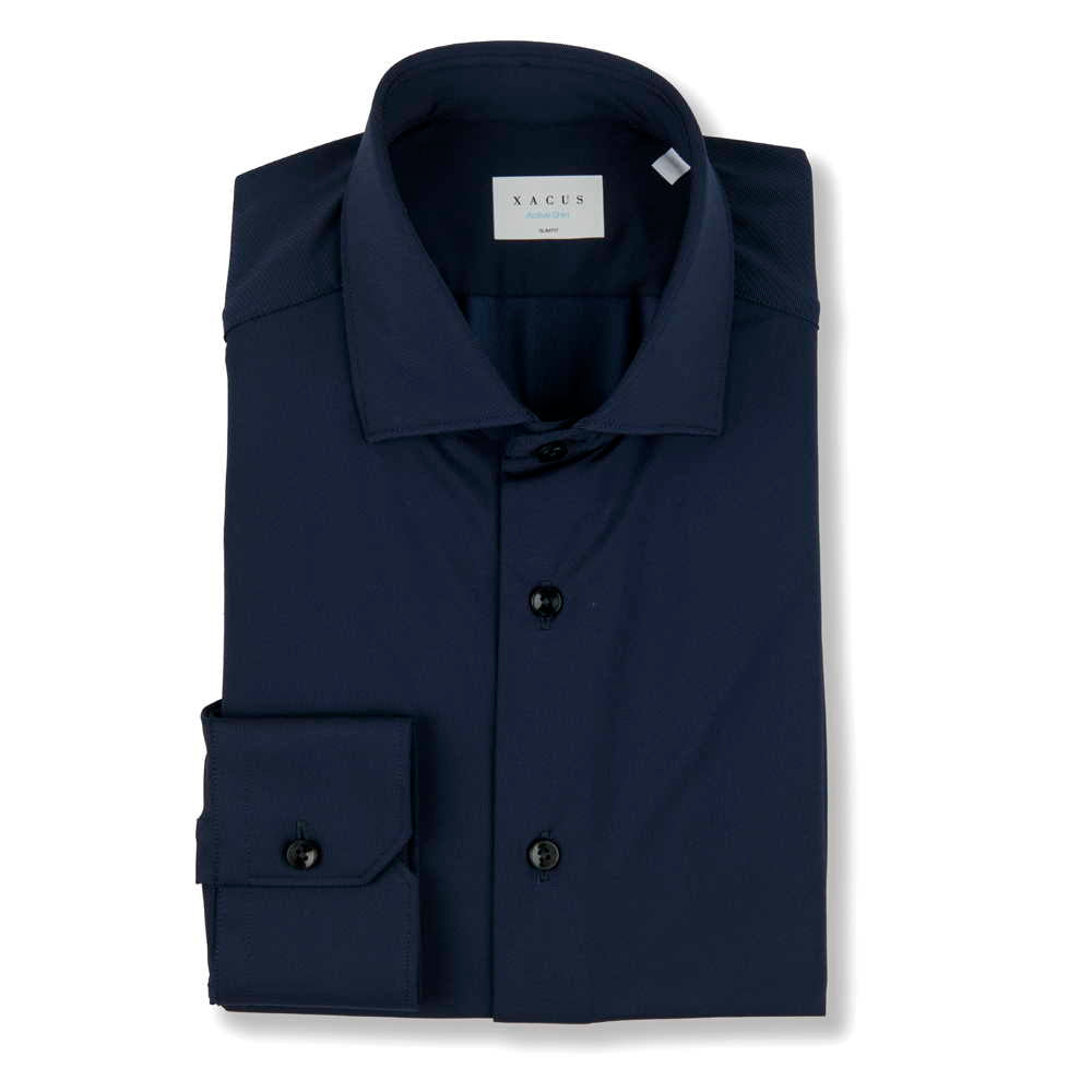 XACUS Greasy Blue Slim Fit Active Shirt – vooraanzicht