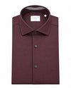 Xacus Active Shirt Tailor Fit Bordeaux met fijne donkerblauwe bolletjes, opgevouwen vooraanzicht
