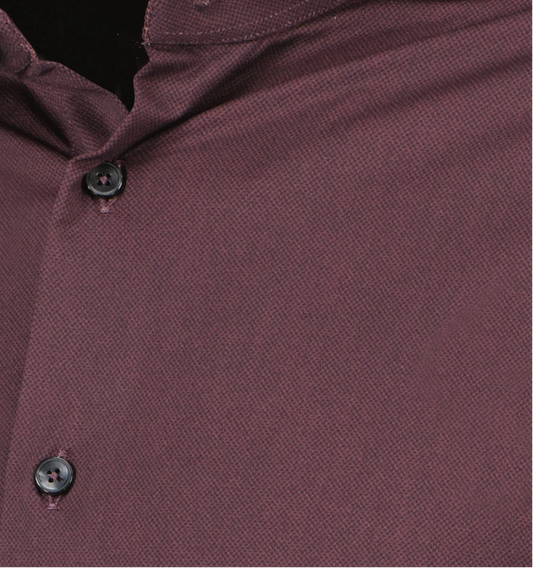 Detail van de Xacus Active-stof 31616 008 met fijne bordeaux en donkerblauwe puntjes