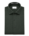 Xacus Active Flannel Stretch Hemd Dark Green — detail van kraag en knoopsluiting