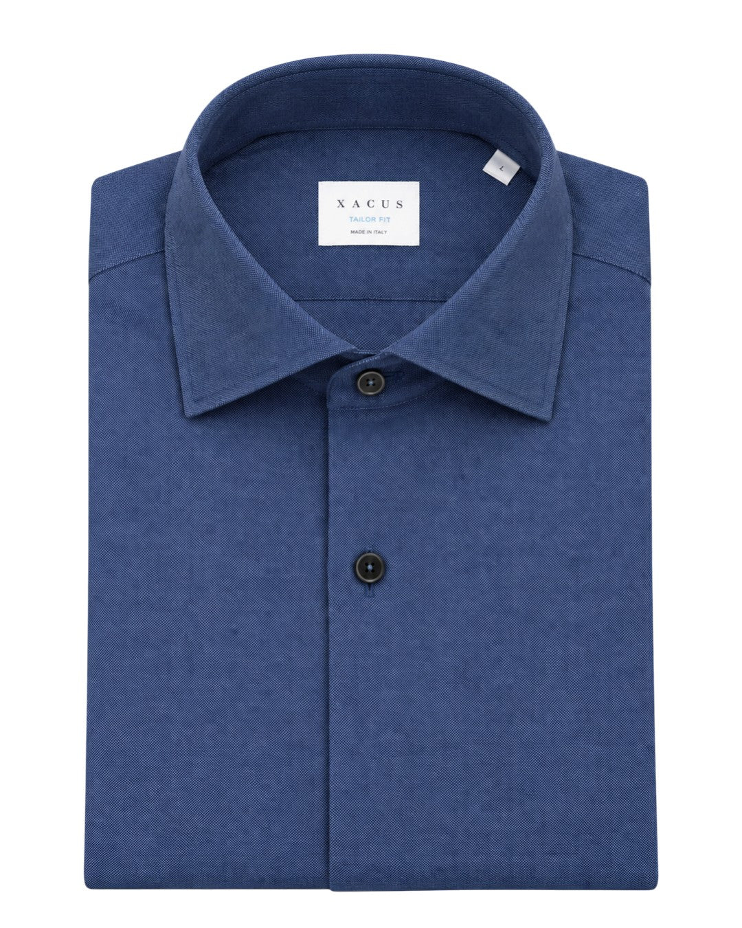 Xacus Active Tailor Fit Hemd Jeans Blue — gevouwen hemd met kraag en donkere knopen