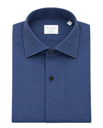 Xacus Active Tailor Fit Hemd Jeans Blue — gevouwen hemd met kraag en donkere knopen