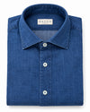Xacus Denim Hemd Indigo Blue — gevouwen denimhemd met lichte knopen