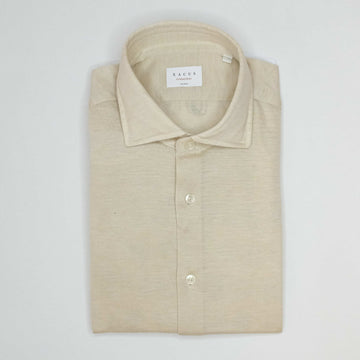 Xacus Beige Misto Tencel Piqué Jersey Shirt – vooraanzicht