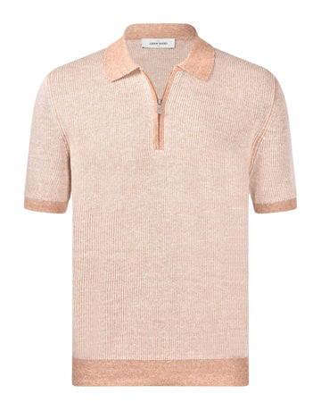 Marsala Rosewood Striped Knitted Zip Polo