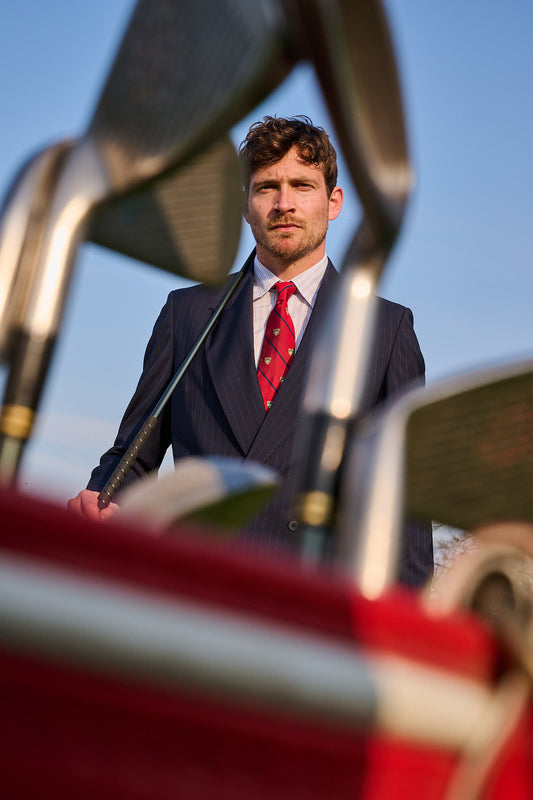 Navy Krijtstreep Double Breas