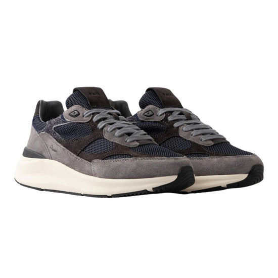 D.A.T.E. Musa Hairy Blue sneaker met gelaagd retro runner-silhouet