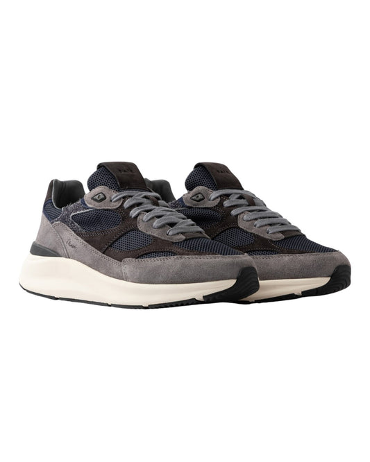 D.A.T.E. Musa Hairy Blue sneaker met gelaagd retro runner-silhouet