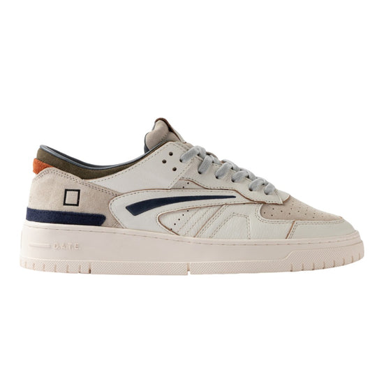 D.A.T.E. Torneo Colored herensneaker in wit leer met groene details