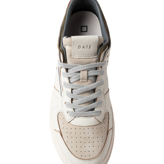 Detail van D.A.T.E. Torneo Colored White Green leren herensneaker