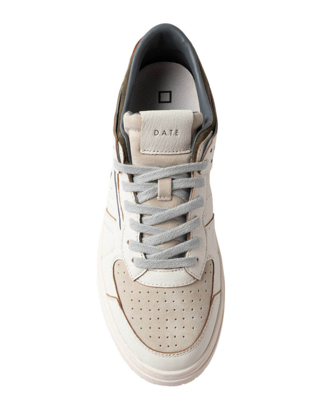 Detail van D.A.T.E. Torneo Colored White Green leren herensneaker