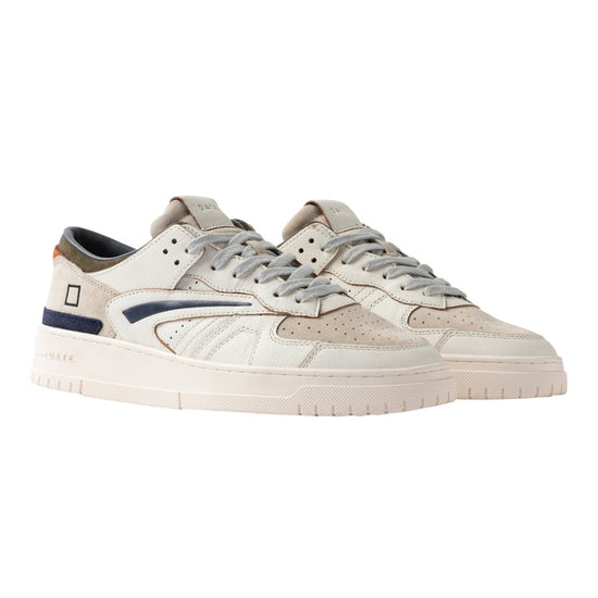 D.A.T.E. Torneo Colored White Green sneaker met wit leren bovenwerk en groene accenten