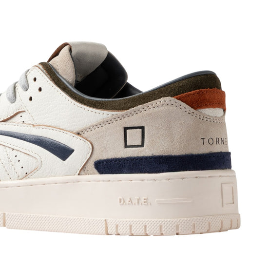 D.A.T.E. Torneo herensneaker in wit en groen met geperforeerde neus