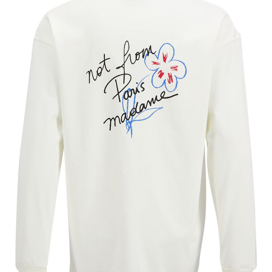 Drôle de Monsieur Esquisse Slogan Long Sleeve T-shirt in Off White bij Checkpoint Mol