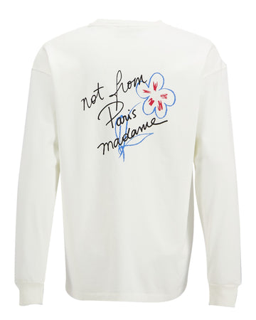 Drôle de Monsieur Esquisse Slogan Long Sleeve T-shirt in Off White bij Checkpoint Mol