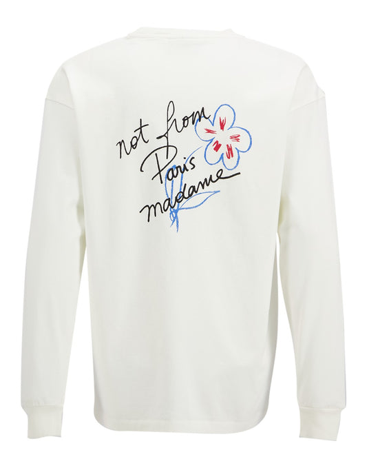 Drôle de Monsieur Esquisse Slogan Long Sleeve T-shirt in Off White bij Checkpoint Mol