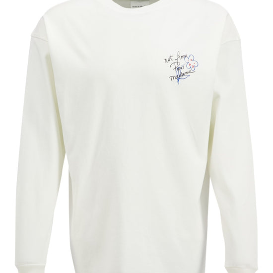 Voorkant van de Drôle de Monsieur Esquisse longsleeve in Off White met sloganprint