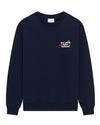 Voorkant van de Drôle de Monsieur Navy sweatshirt met Vine Slogan borduring