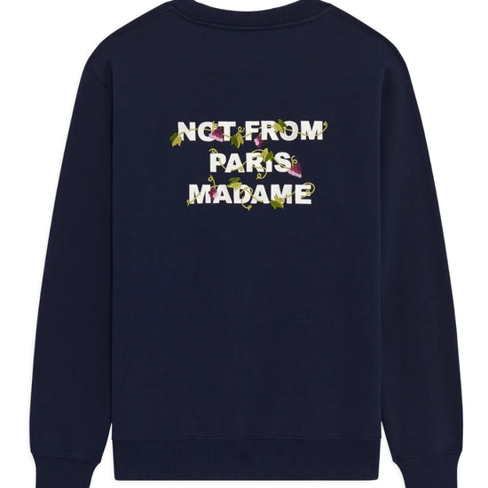Drôle de Monsieur Vine Embroidered Slogan Sweatshirt in Navy bij Checkpoint Mol