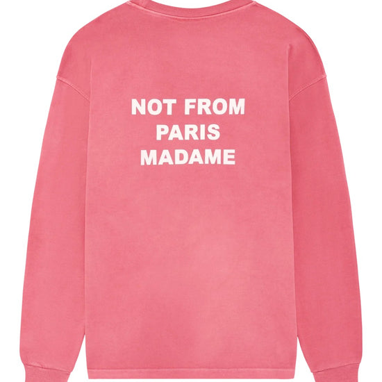 Drôle de Monsieur Washed Long Sleeve Slogan T-shirt in Blush Pink bij Checkpoint Mol