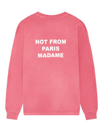 Drôle de Monsieur Washed Long Sleeve Slogan T-shirt in Blush Pink bij Checkpoint Mol