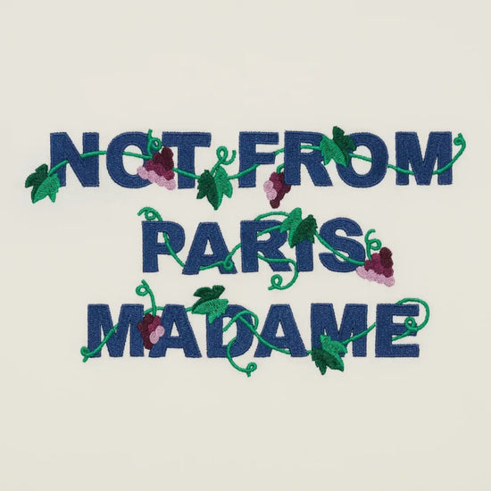 Achterkant van de Drôle de Monsieur Vine Embroidered Slogan T-shirt in Off White