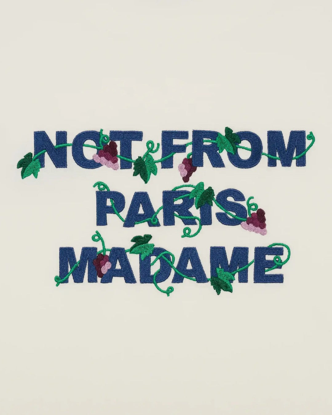 Achterkant van de Drôle de Monsieur Vine Embroidered Slogan T-shirt in Off White
